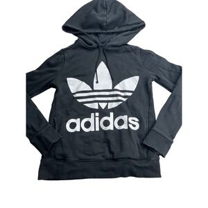Adidas Originals Trefoil Hoodie Black White Logo Kids XS Pullover‎ Streetwear